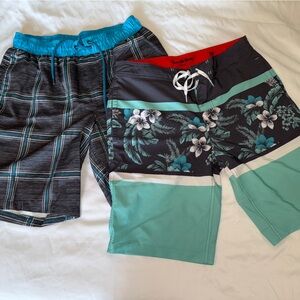 Floral and Plaid Swim Shorts Set